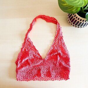🌻 AMERICAN EAGLE Bralette Lace Halter Top Size Small Coral